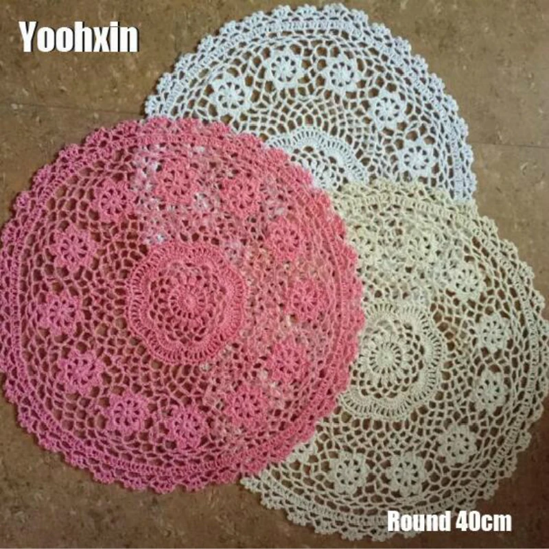 

Exquisite Cotton Placemat Cup Drink Coaster Mug Kitchen Lace Table Place Mat Cloth Round Crochet Dining Doilies Tea Coffee Pad