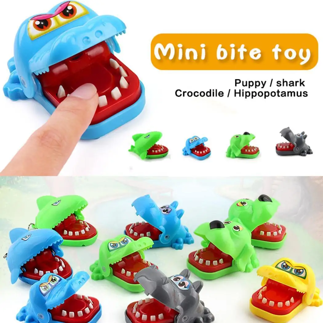 

Bite Finger Game Novel Toy Funny Trick Crocodile Shark Dog Hippo Dentist Toy With Key chain Mouth for Kids Gift