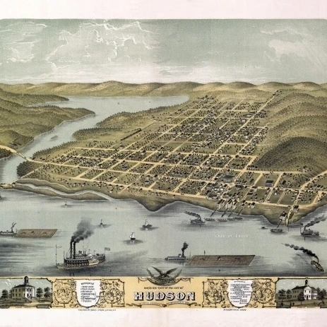 Старая карта Гудзон Висконсин 1870 округ Санта Крус плакат печать (36x54) | Дом и сад