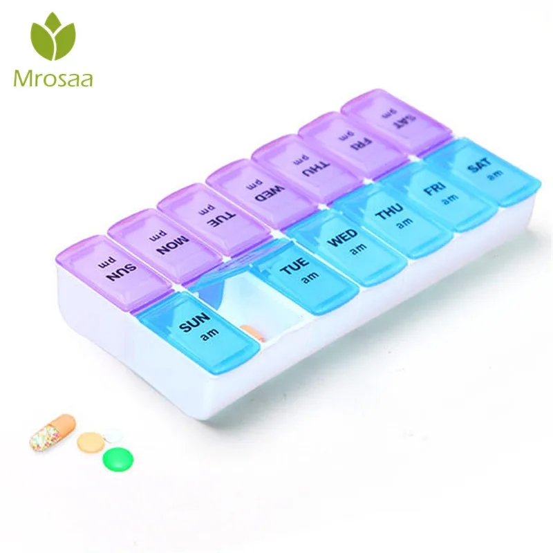 

7 Days Pill Case Medicine Storage Tablet Pill Box With Clip Lids Medicine Organizer Pill Case Splitters Storage Dispenser Weekly
