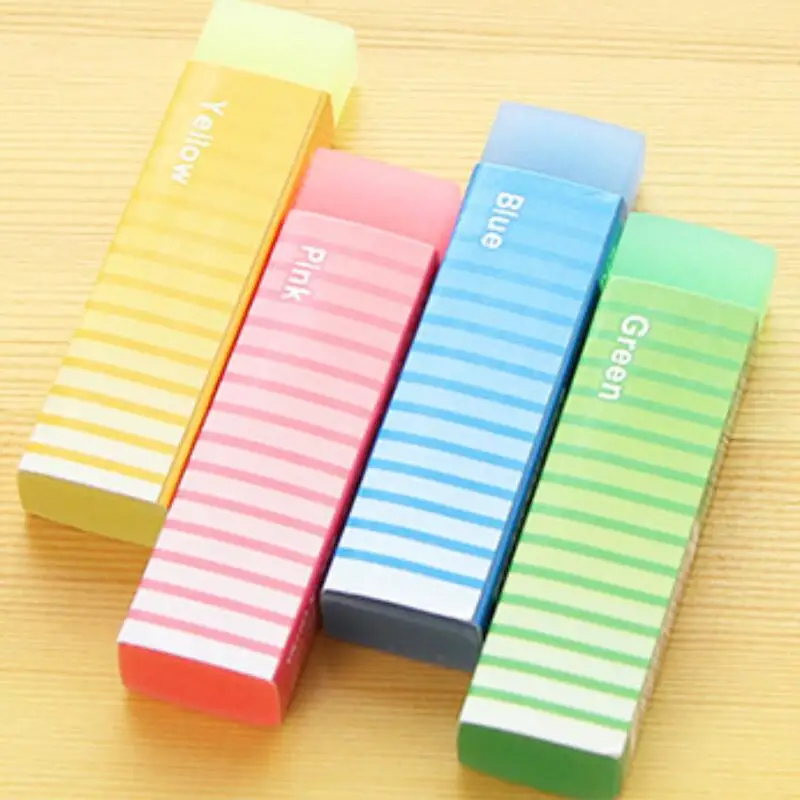 1Piece Cute Colored Jelly Erasers Long Strip Pencil Rubber Erasers For