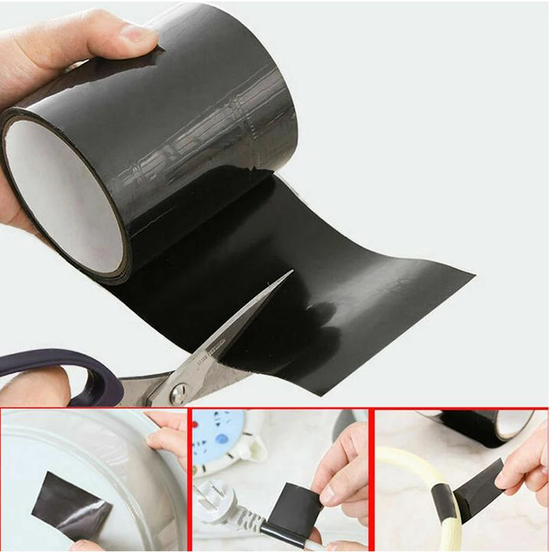 

Strong Waterproof Tape 150x10cm Black Super Strong Waterproof Tape Patch Bond Seal Repair Stop Leak Adhesive Tape New