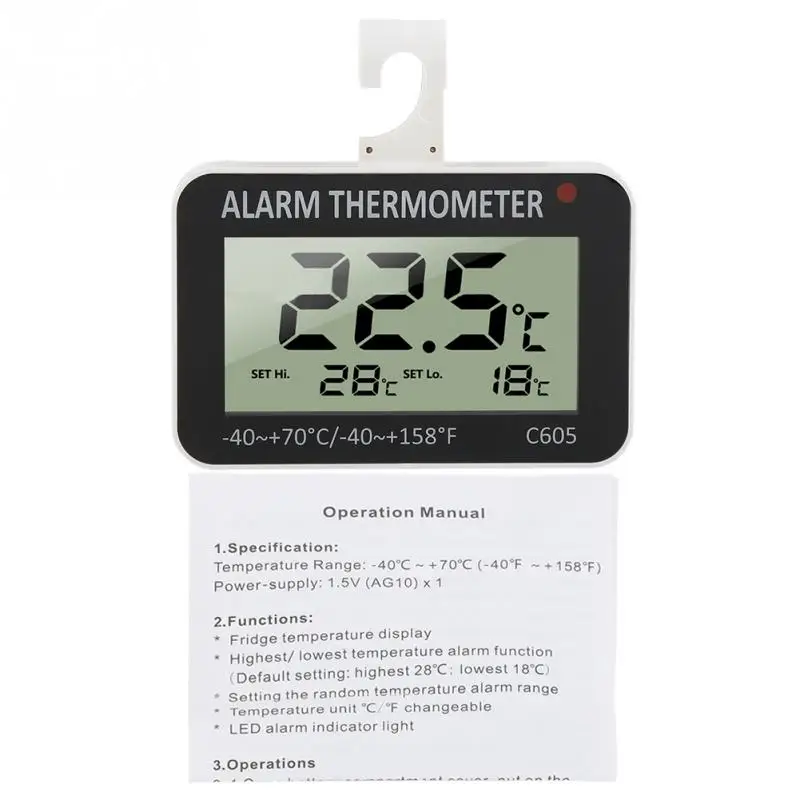 LCD Digital Fridge Alarm Thermometer Temp Tester Humidity Temperature