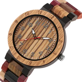 

Wooden Men Watch Relogio Masculino Quartz Watches Man Wood Wristwatches Gifts Mixed Color Wooden Band Timepieces Gifts