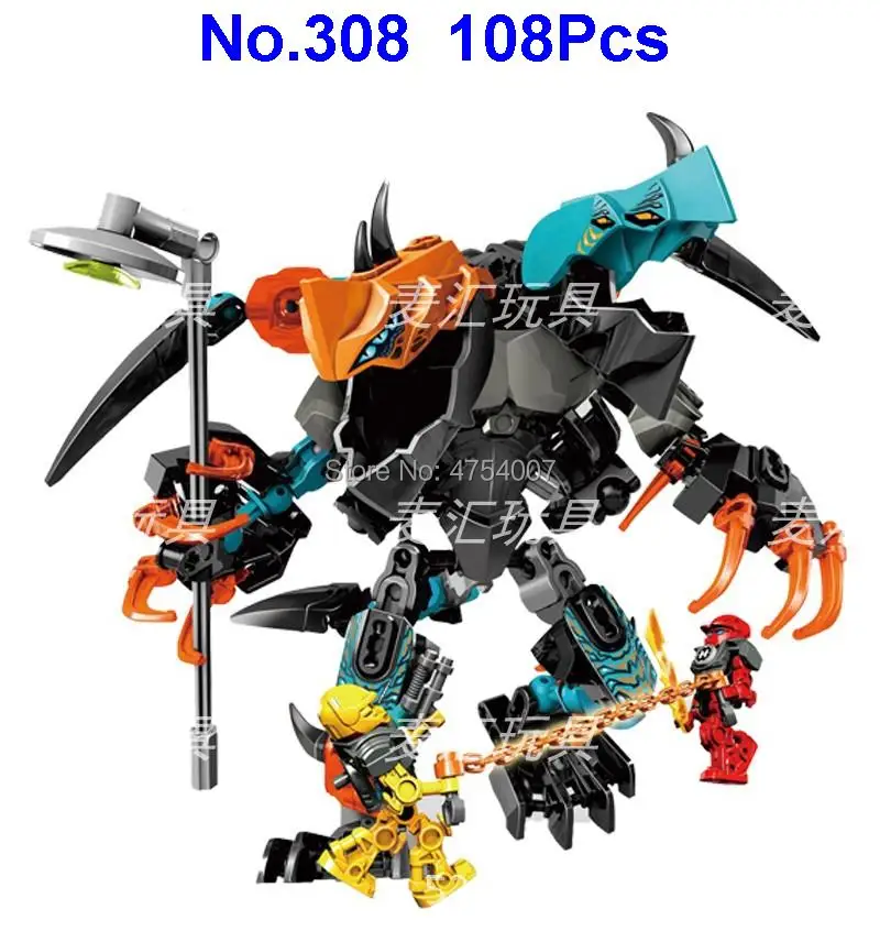 

308 108pcs Splitter Beast Vs. Furno Evo Hero Factory 6 Brain Attack Robot Invasion Compatible 44021 Building Blocks Toy