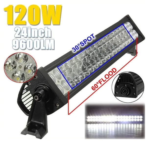 

24 inch Tri-row 120W led bar 6500k Work Light Spotlight Flood offroad 4x4 Truck Tractor Boat Trailer SUV ATV 12V 30V 9600LM