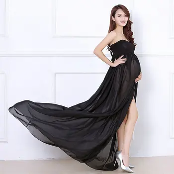 

Pregnant Woman Black Evening Dresse Long Maxi Maternity Dress Pregnancy Dress Clothes Maternity Photography Props