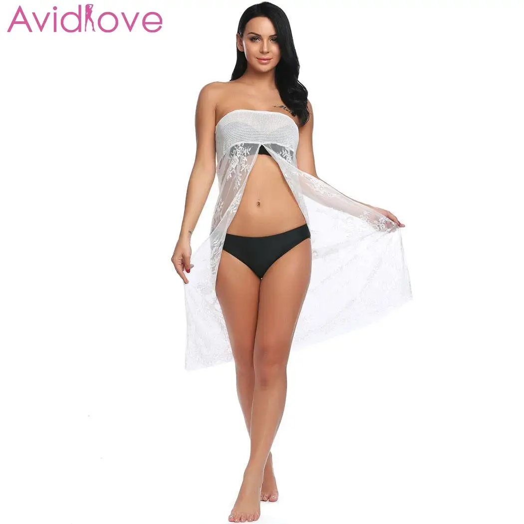 Avidlove Babydoll пижамы для женщин сексуальное женское белье с длинным рукавом кружево лоскутное Халат Пояс через белье Ночное летнее платье