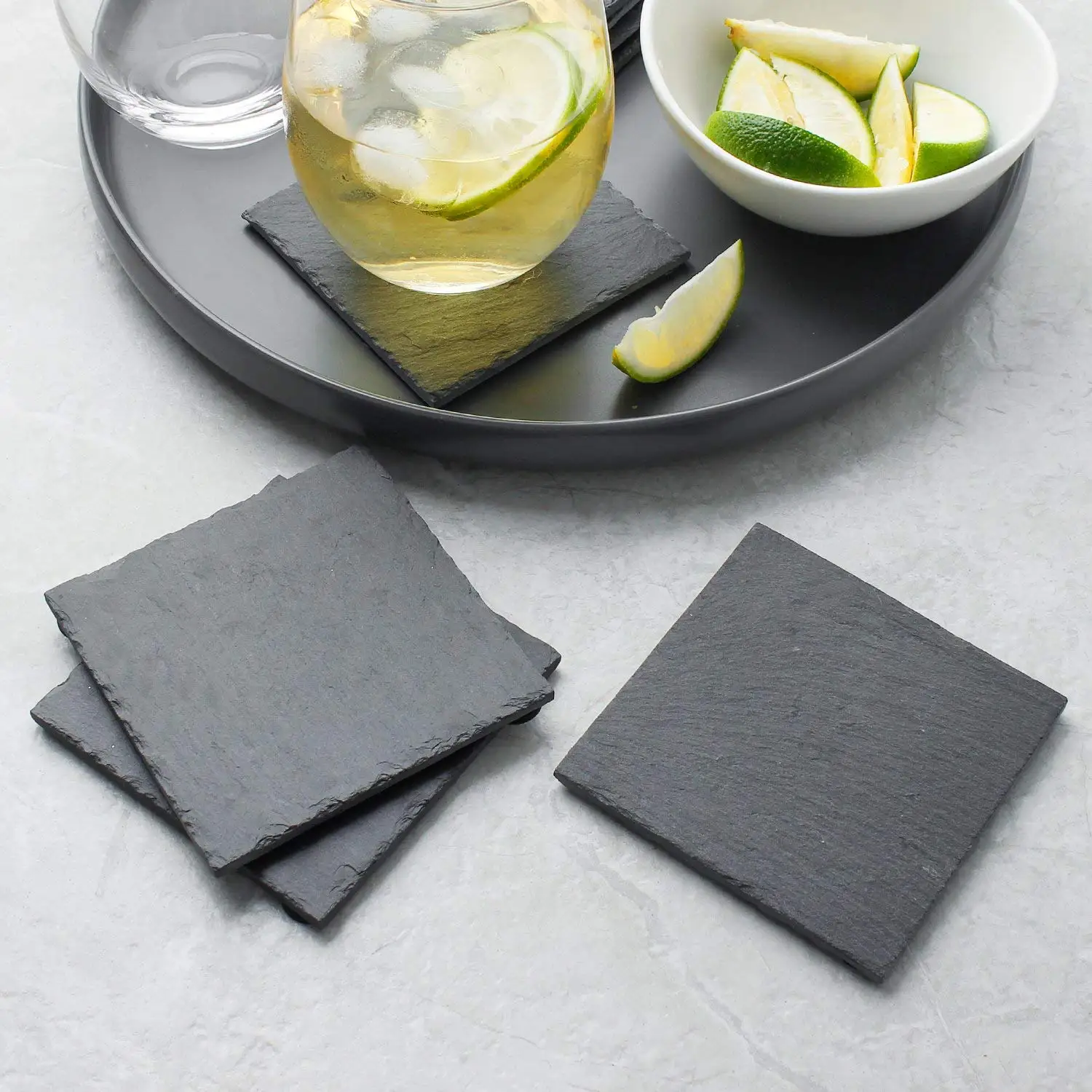 Подставки Slate с квадратными подставками (набор из 8 квадратные черные)|Столовые