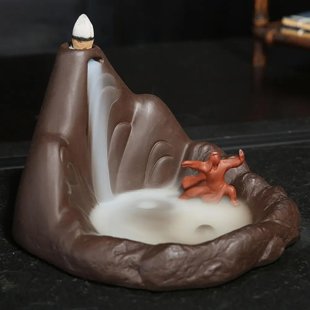 

Mountain Shape Backflow Incense Burner Smoke Waterfall Incense Holder Ceramic Aromatherapy Furnace Mountain River Handicrafts