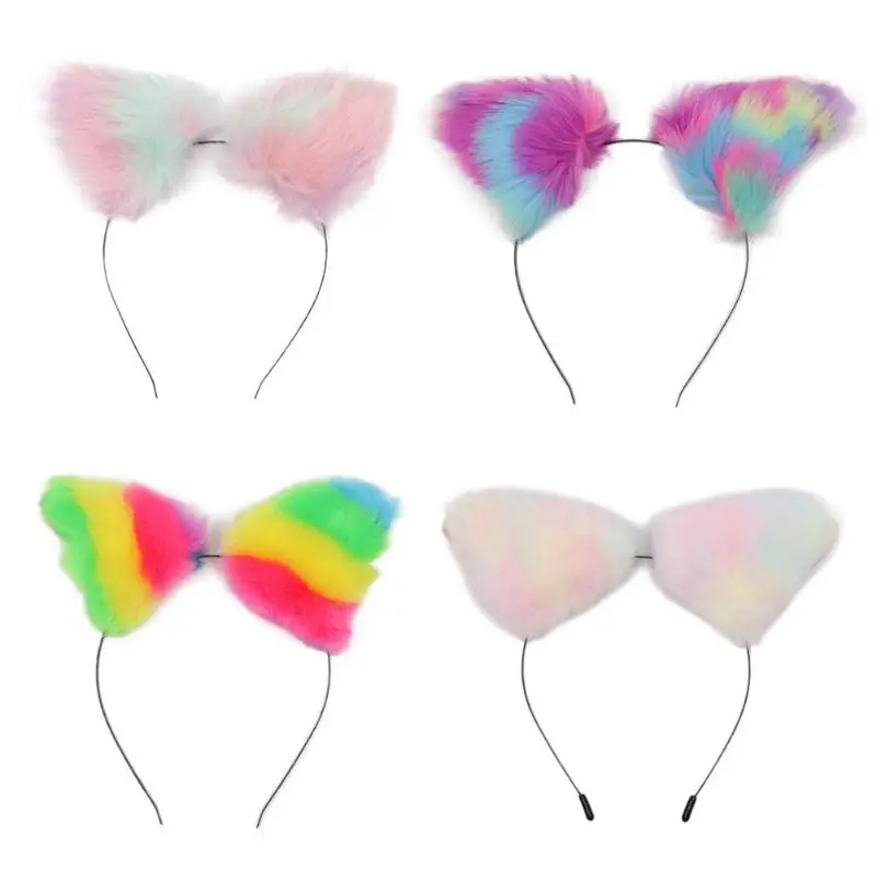 

Colorful Cat Ears Hairbands Girls Plush Hair Hoops Party Cosplay Headwear