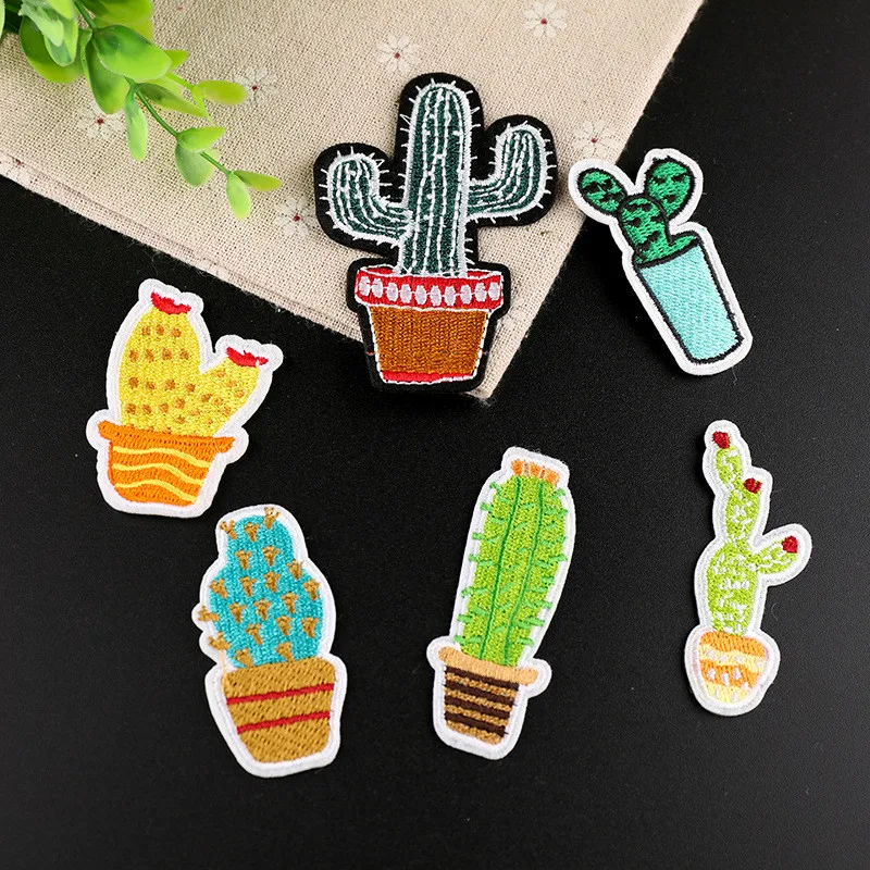 

Set of 6 Pieces Cactus Iron on Patches Cute Plants Embroidery Appliques for Shirts Jeans Sewing Accessories Backpack Stickers