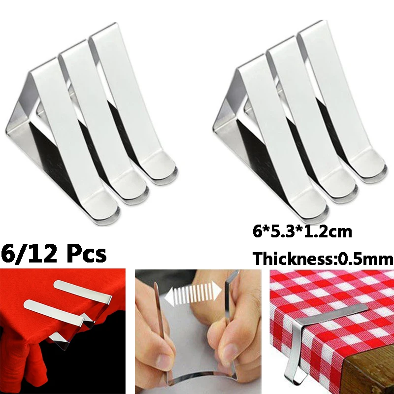 

6pcs Map Table Holder Stainless Steel Tablecloth Clips Cloth Cover Clamps Tablecloth Fixator To Prevent Slipping Durable