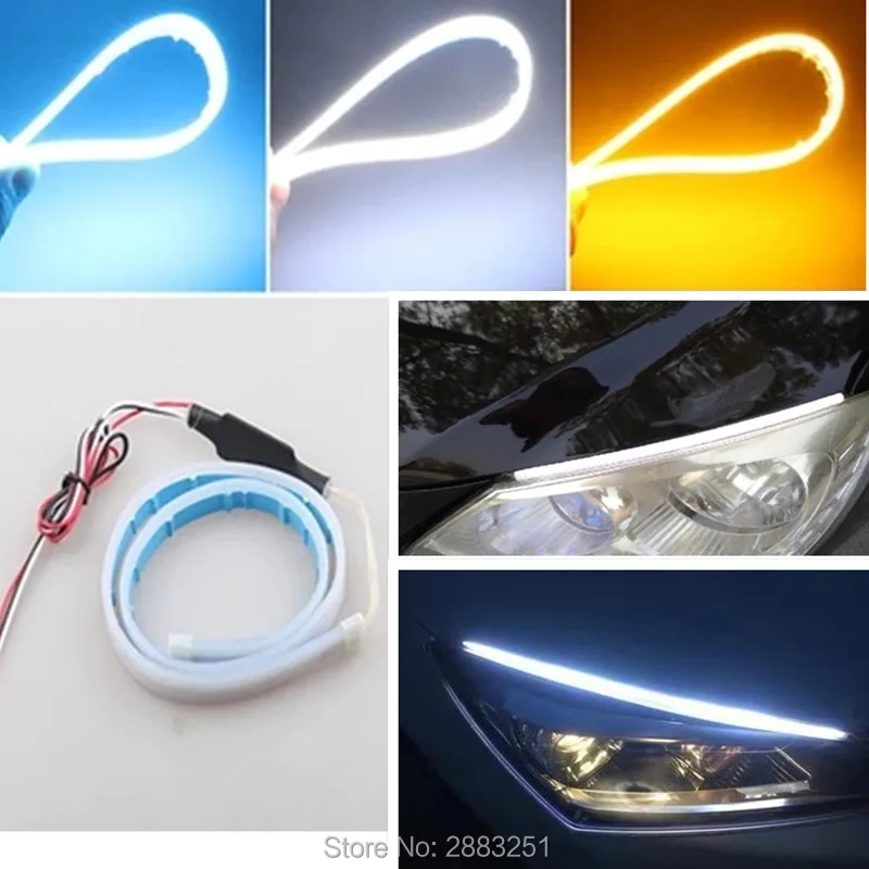 

Free Shipping 2pcs flexible DC12V LED light strip dynamic streamer car lamp for FIAT 500 punto bravo ducato stilo Car Styling
