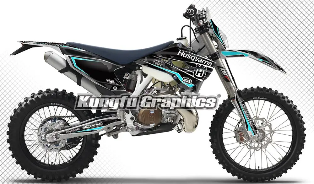 

KUNGFU GRAPHICS Enduro Racing Decals Kit Vinyl Wrap Black Decor Fit Husqvarna TE FE TC FC 125 250 300 350 450 501 2014 2015 2016