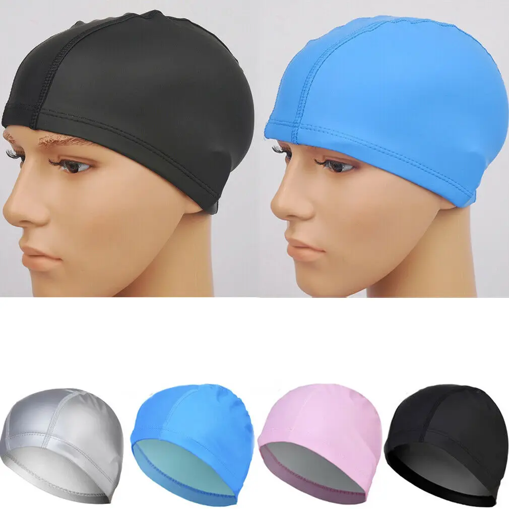 

Pure Color Swimming Cap Durable Sportive Water Proof Adult Unisex Ear Cup Anti Swim Hat