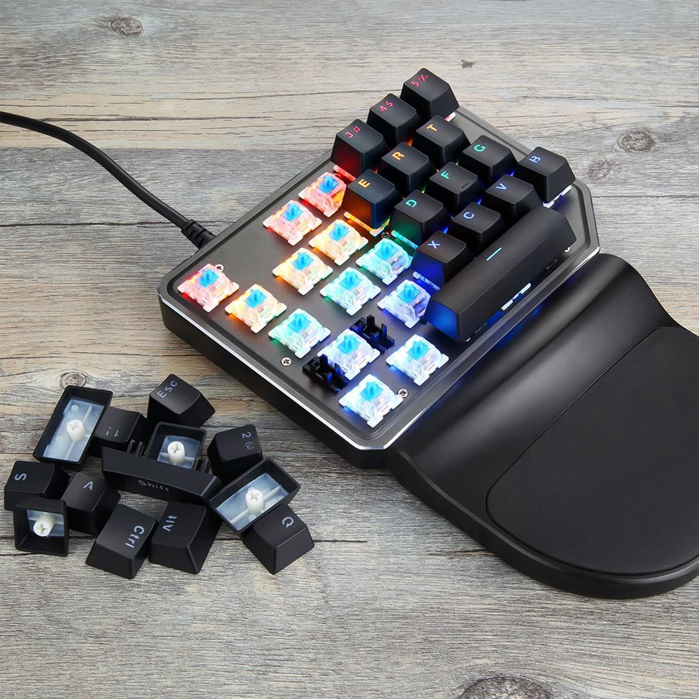 Механическая клавиатура Motospeed K27 V30 с 27 клавишами, игровая клавиатура с одной рукой и подсветкой 3500 dpi, набор для мыши для компьютера и ноутбука
