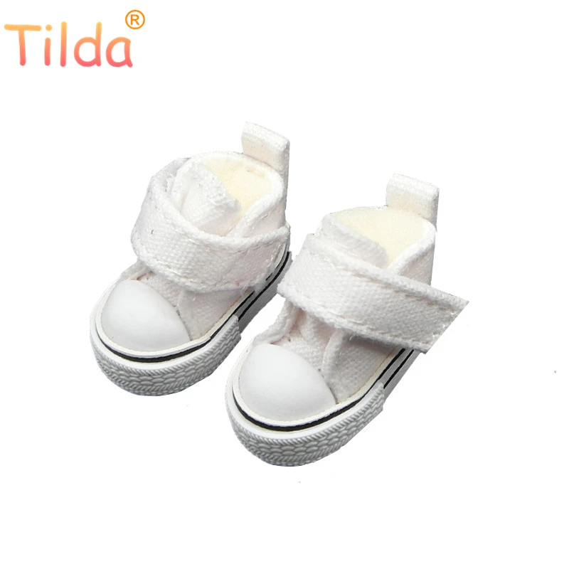 

Tilda 3.5cm Mini Doll Shoes For Blythe Doll Toys 1/6 Canvas Sneakers for BJD Joint Plush Rag Cotton 15cm EXO Dolls 5 Pairs/lot