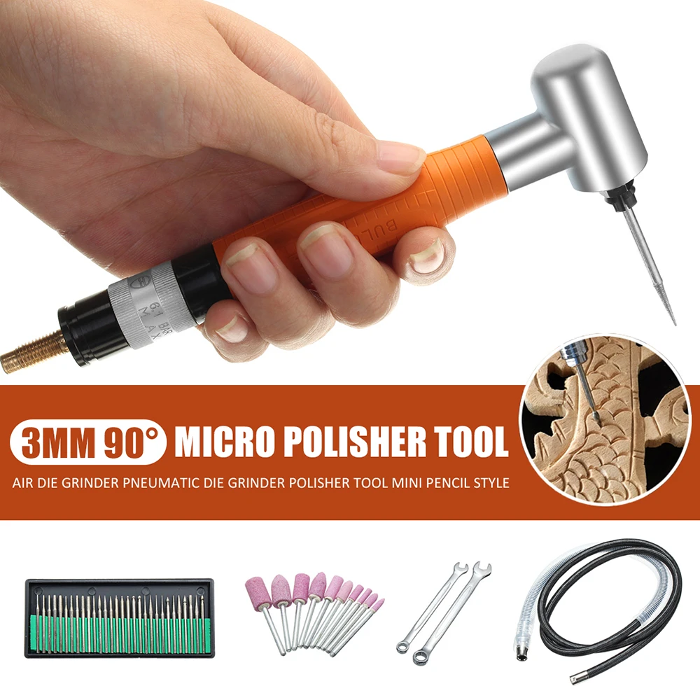 Fishoo 90 Degree 3MM Pneumatic Micro Grinder Angle Air Die Pencil Polisher Tool Fishoo 90 Degree 3MM Pneumatic Micro Grinder Angle Air Die Pencil Polisher Tool