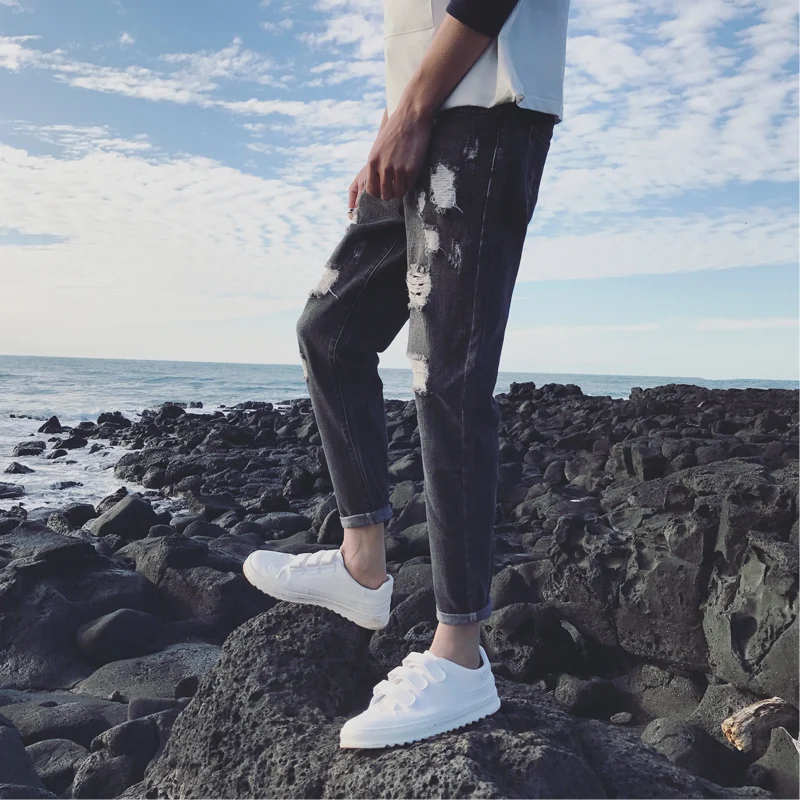 Hip Couple Black Printemps Simple D'été 2019 De Hop Hommes Tendance Coréenne Streetwear La Nouvelle Slim Jeans Version Meilleur Stretch Et Skinny blue AfanvpfC