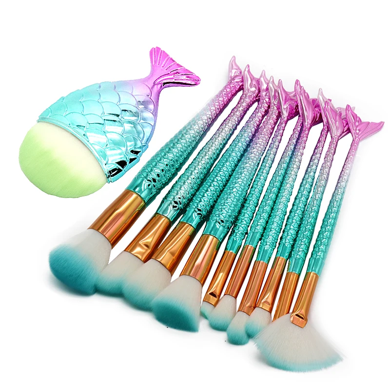 

11Pcs Unicorn Kabuki Mermaid Makeup Brushes Professional Foundation Eyebrow Make Up Brushes Set For Makeup Kits Cosmetic Tools