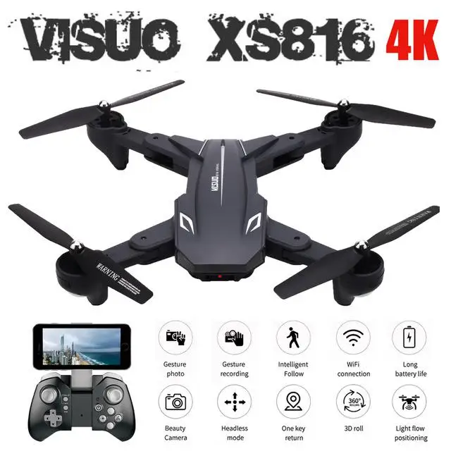 Visuo XS816 оптическое позиционирование потока 4K 720P двойная камера Wi Fi FPV RC Дрон съемка