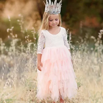 

Oklady 2019 Little Girl Ceremonies Dress Baby Children's Clothing Tutu Kids Dresses for Girls Clothes Wedding Party Gown Robe