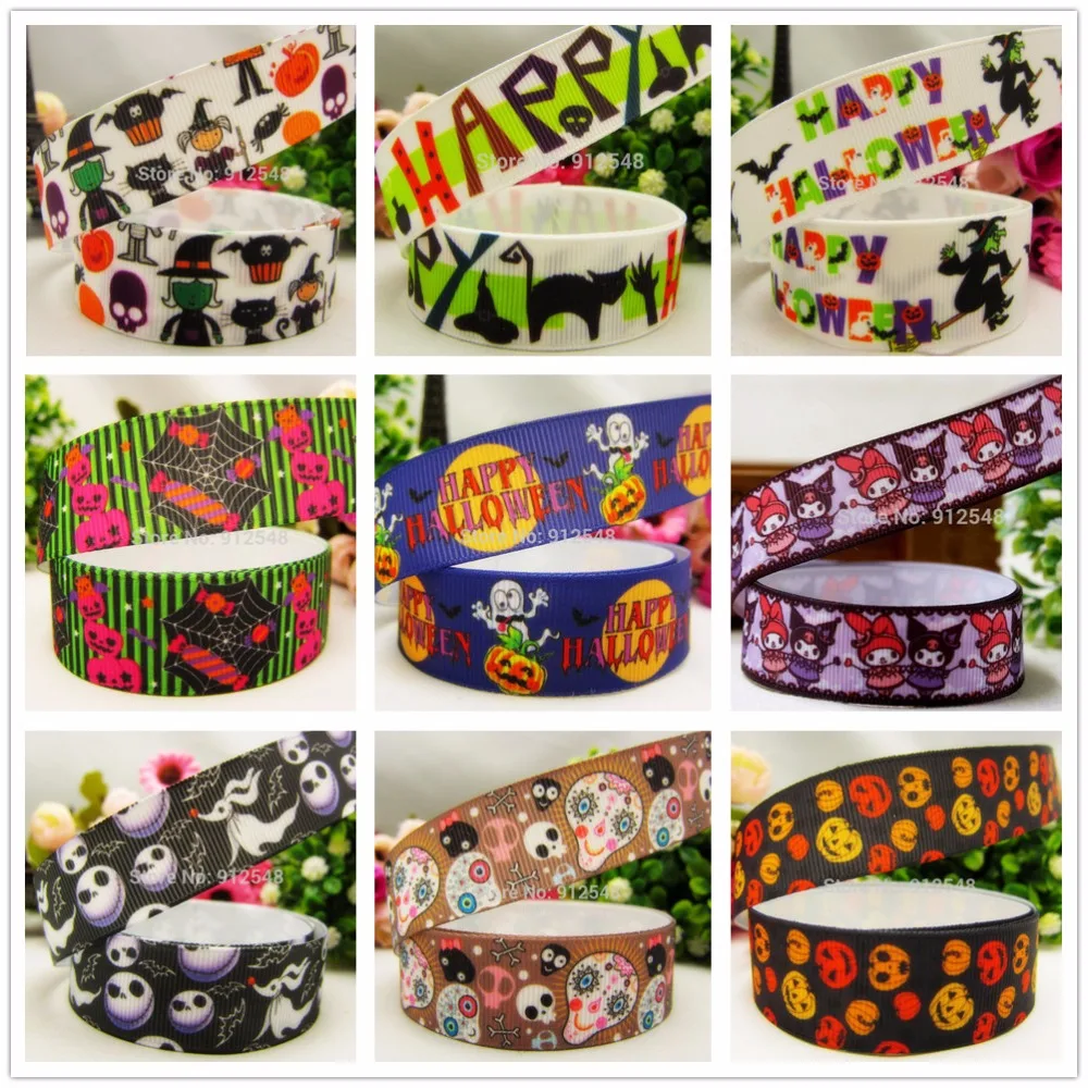 

MD8139,22mm Halloween Series printed grosgrain ribbon,Handmade diy hair bands bow ribbon material