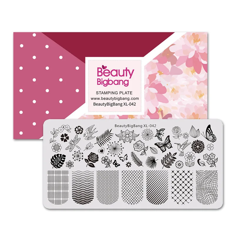 BeautyBigBang 6*12 см штамповки ногтей пластины квадратный цветок бабочка сетки изображения штамповки для шаблоны для ногтей XL-042