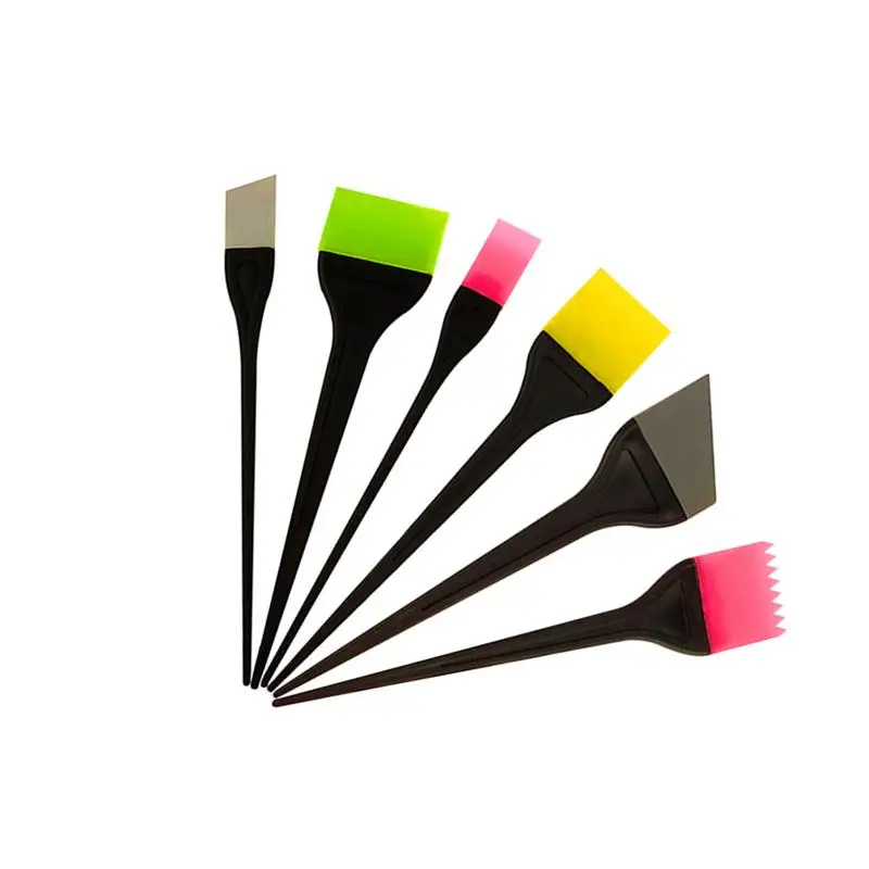 6 шт, силиконовая кисть для окрашивания волос, профессиональный набор инструментов для нанесения цвета, осветляющие кисти для волос(случайный цвет