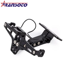 RANSOTO Универсальный Мотоцикл Регулируемый Алюминиевый номерной знак держатель Bracke Twith светодиодный светильник для Z1000 MT07 MT09 MSX125