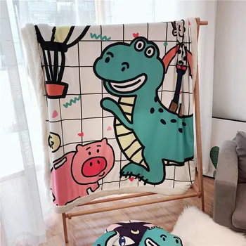 

Creative Cartoon Pig Dinosaur Lamb Cashmere Blanket Newborn Toddler Blanket Bed Winter Blanket