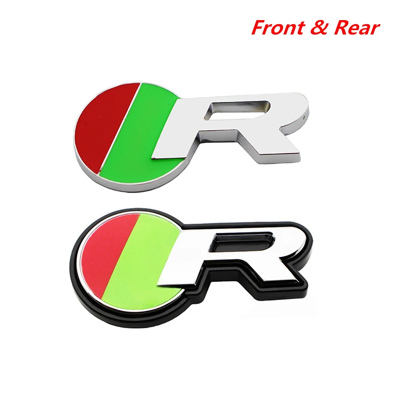 

1x R logo Car Front Grill Emblem+ 1 x Rear Tail Decal StickerFor Jaguar