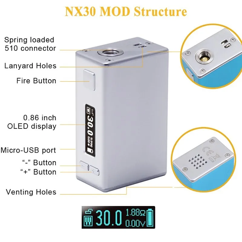 Оригинальная электронная сигарета Aspire X30 Rover Kit с баком атомайзера Nautilus X