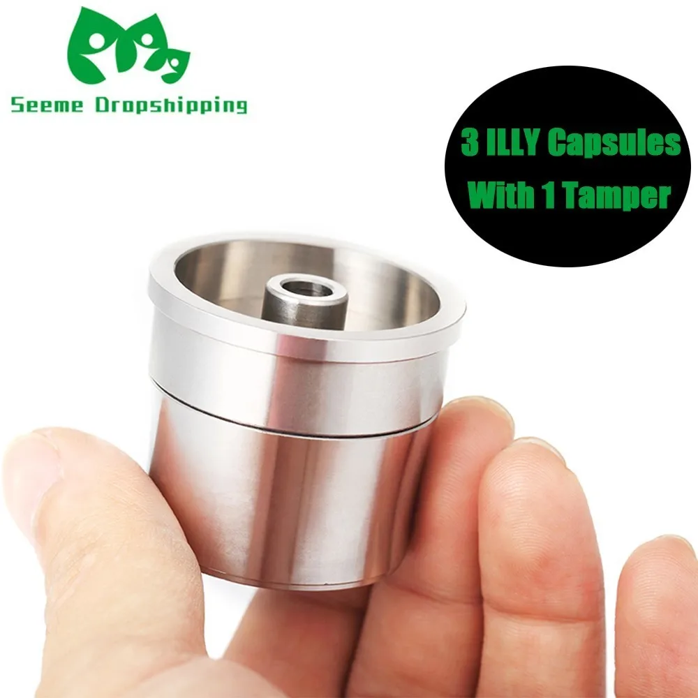 

Stainless Steel Reusable Illy Coffee Filter Refillable Capsule Cup Pod Tamper For ILLY Machine Illy Refill Capsula Gift 4PC/set