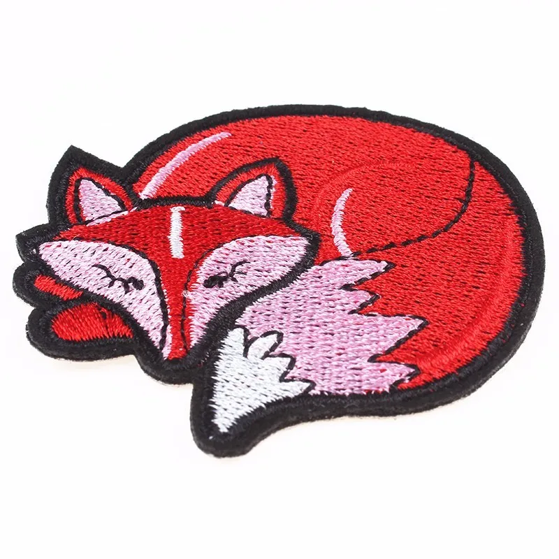 Sew Embroidered Fox & Toadstool Applique Motif Patch Iron On Fox Motif 