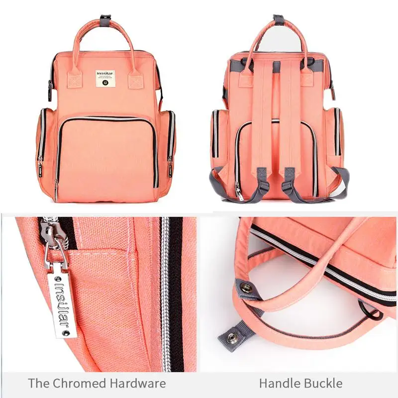 spesifikasi Double D Cincin Popok Bayi Tas Ransel Mummy Maternity Popok Tas Besar Kapasitas Stroller Nursing Bag dengan Saku Belakang