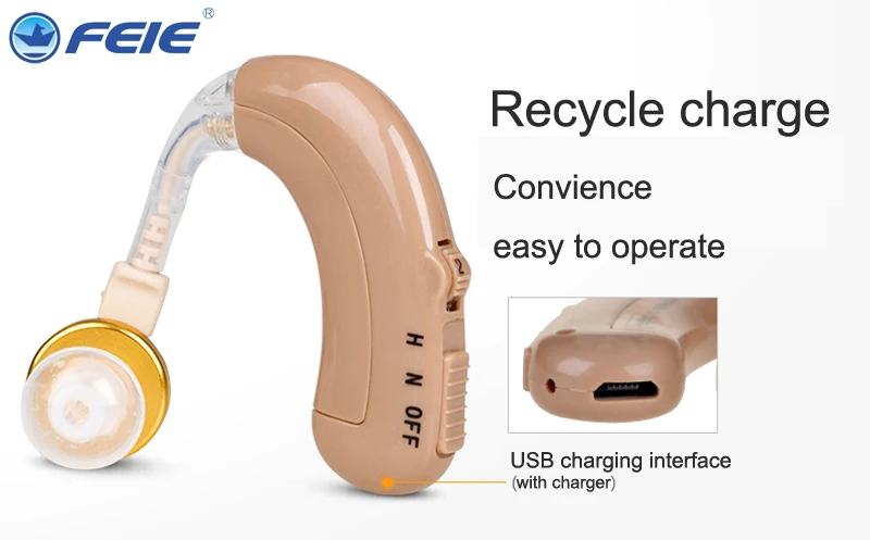 

Deafness Headset USB Rechargeable Hearing Aid with US/EU Plug for the Elderly c-109 Free Shipping