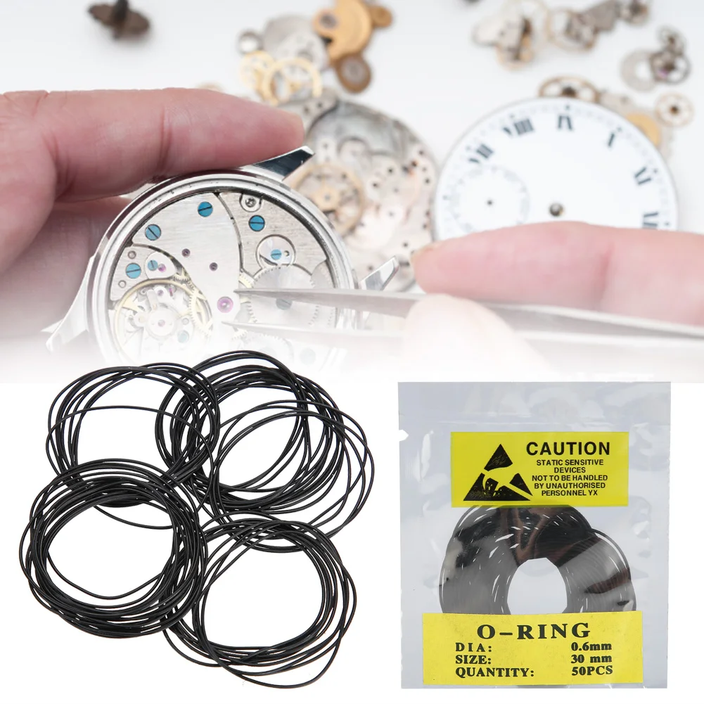 Professioanl 0.7mm Black Rubber Waterproof Paste Round O Ring Watches