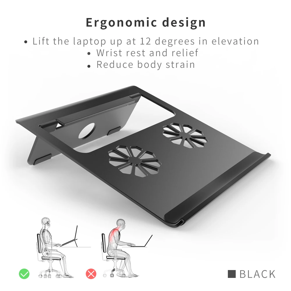 Подставка для ноутбука, алюминиевая вентилируемая поддержка складной и портативный универсальный настольный держатель до 17''