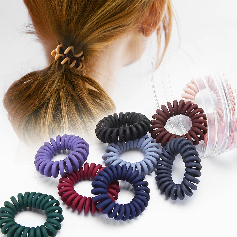 

Hair Rope Solid Spiral 1PC Girls Hair Ties Hair Rings Hair Accessories Hairbands High Elasticity Telephone Coil Women Popular