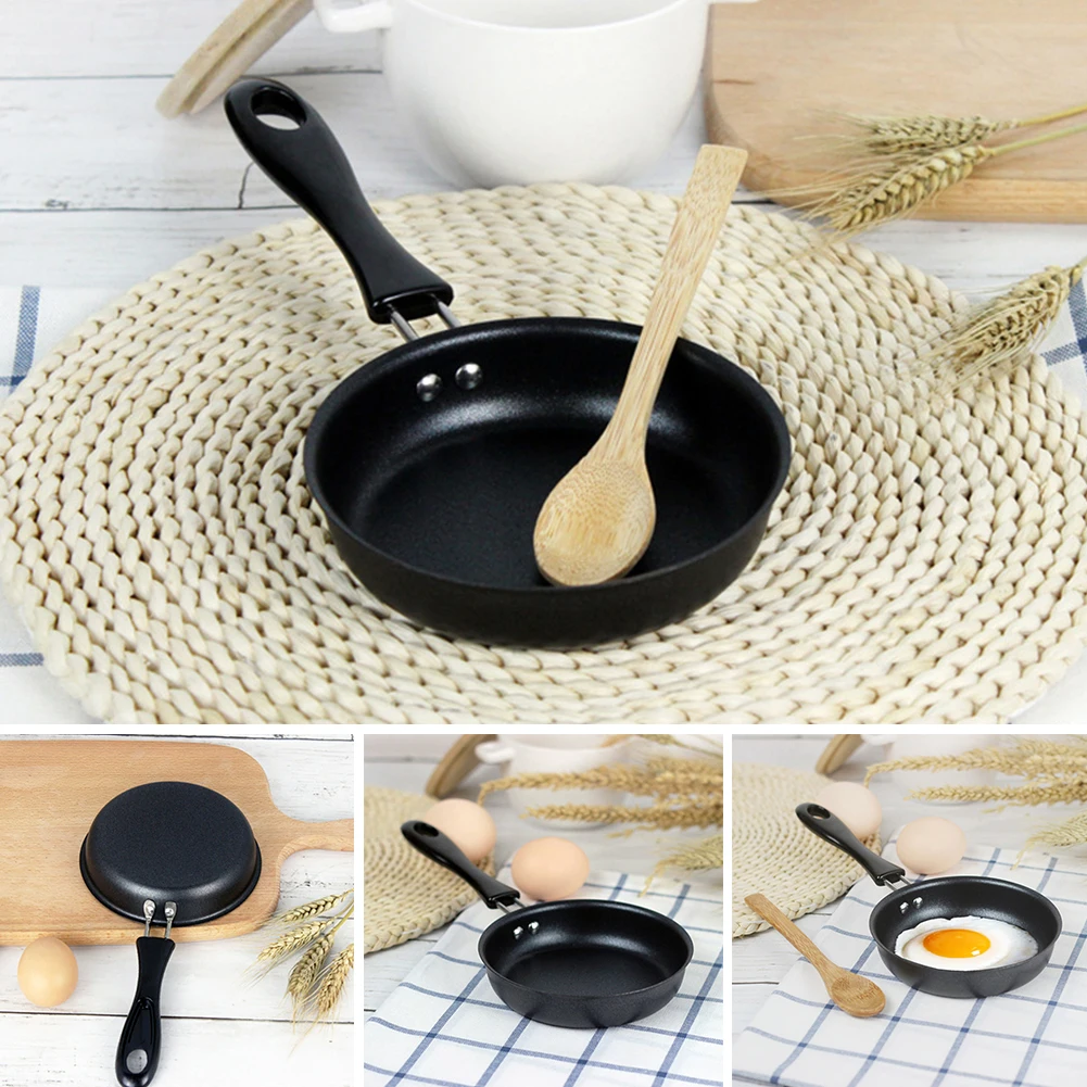

12cm Cute Portable Home Anti-scratch Coating Egg Pot Kitchen Supplies Non Stick Mini Cookware Frying Pan Breakfast Long Handle