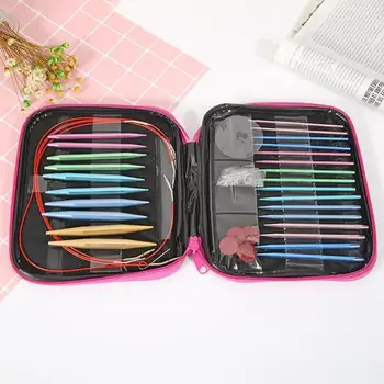 

13 Pairs Aluminum Circular Knitting Needles Ring Set Change Head Knitting Needles DIY Knitting Tools Sewing Accessories