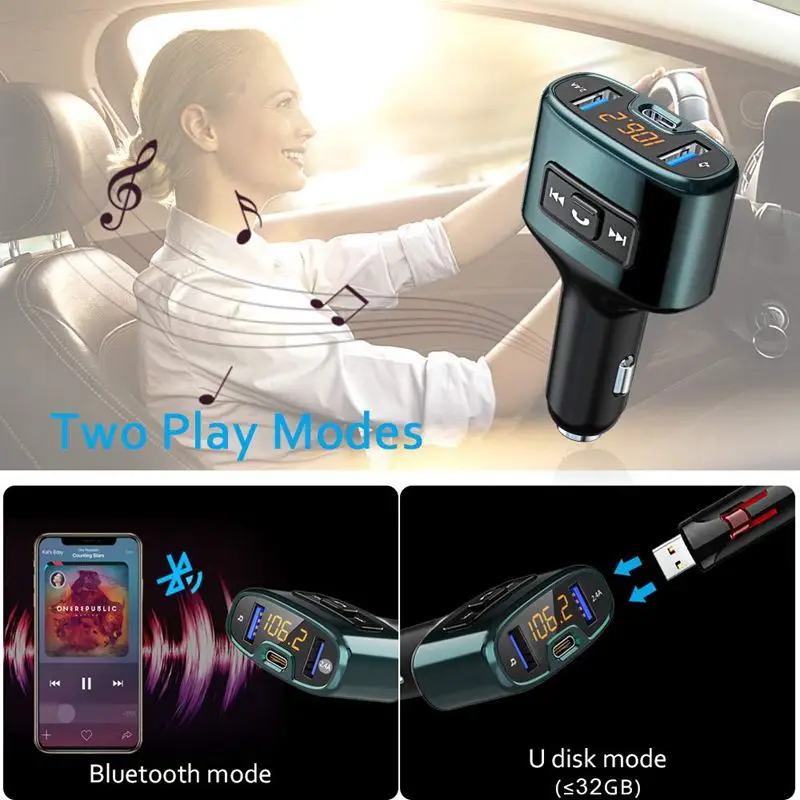 Bluetooth fm передатчик беспроводной радио адаптер приемник автомобильный комплект с