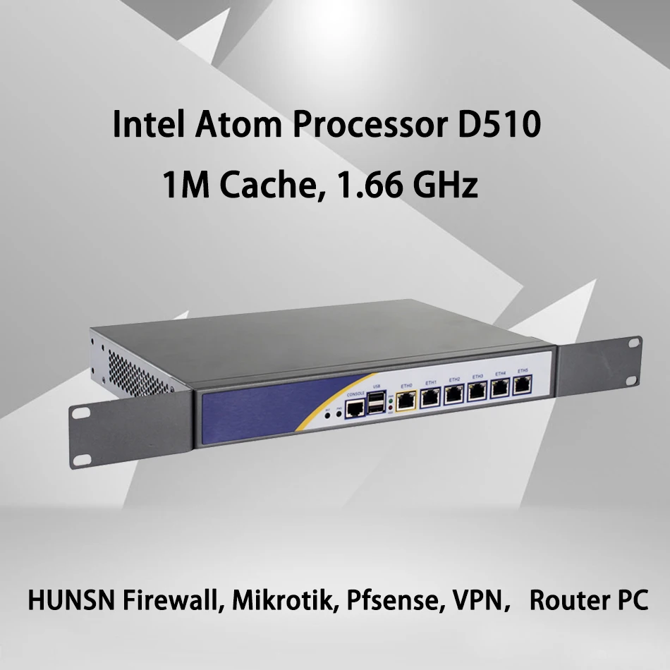 

Firewall Mikrotik Pfsense VPN Network Security Appliance Router PC Intel Atom D510,[HUNSN RS03],(6LAN/2USB2.0/1COM/1VGA/FAN)