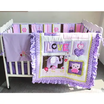 

Baby bed set new purple tone baby three-dimensional embroidered bedding five-piece
