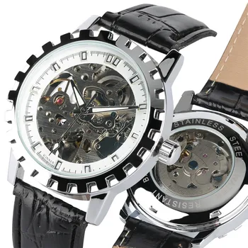 

Watch Automatic Mechanical Leather Wrist Watch Men's Watch Top Brand Luxury Business Man Clock Genuine Leather Band Buckle reloj