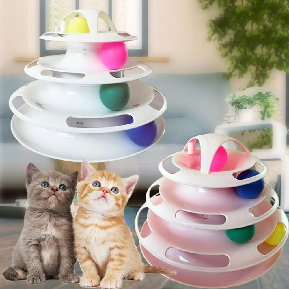 AsyPets 4 Layers Interactive Turntable Toy Puzzle Track Tower with