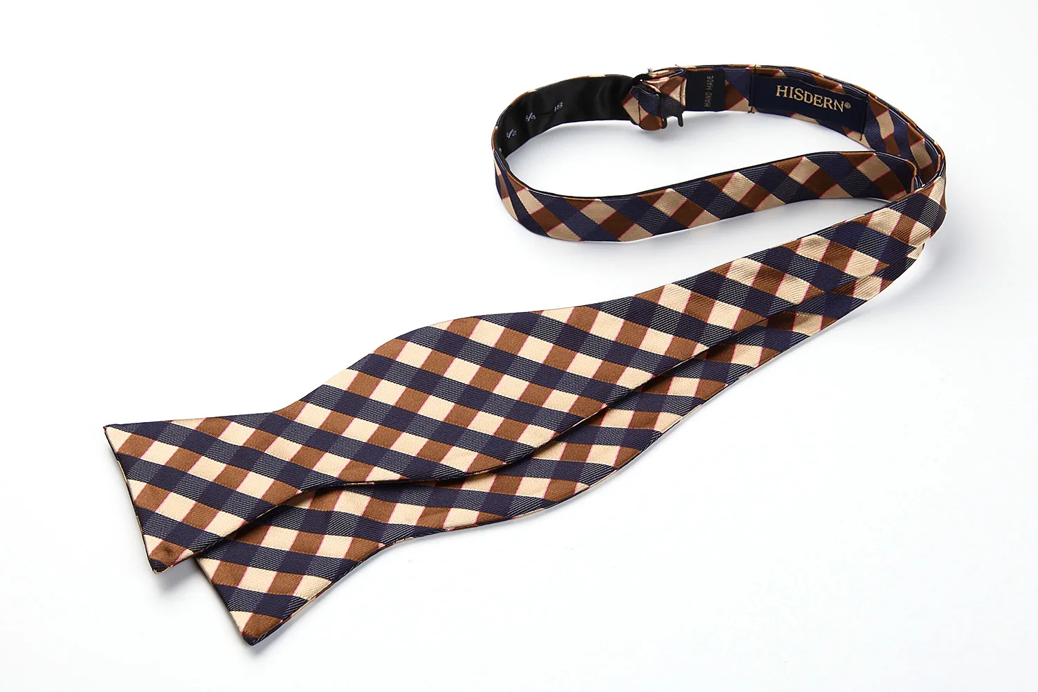  Wedding Bow Tie Handkerchief Set Classic Men Woven Brown Check Plaid Self Bow Tie Party Pocket Squa