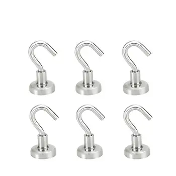

6 Pcs Heavy Duty Sturdy Strong Magnetic Hooks Storage Organization Hooks Accessories for Kitchen Garage Workplace Office Home